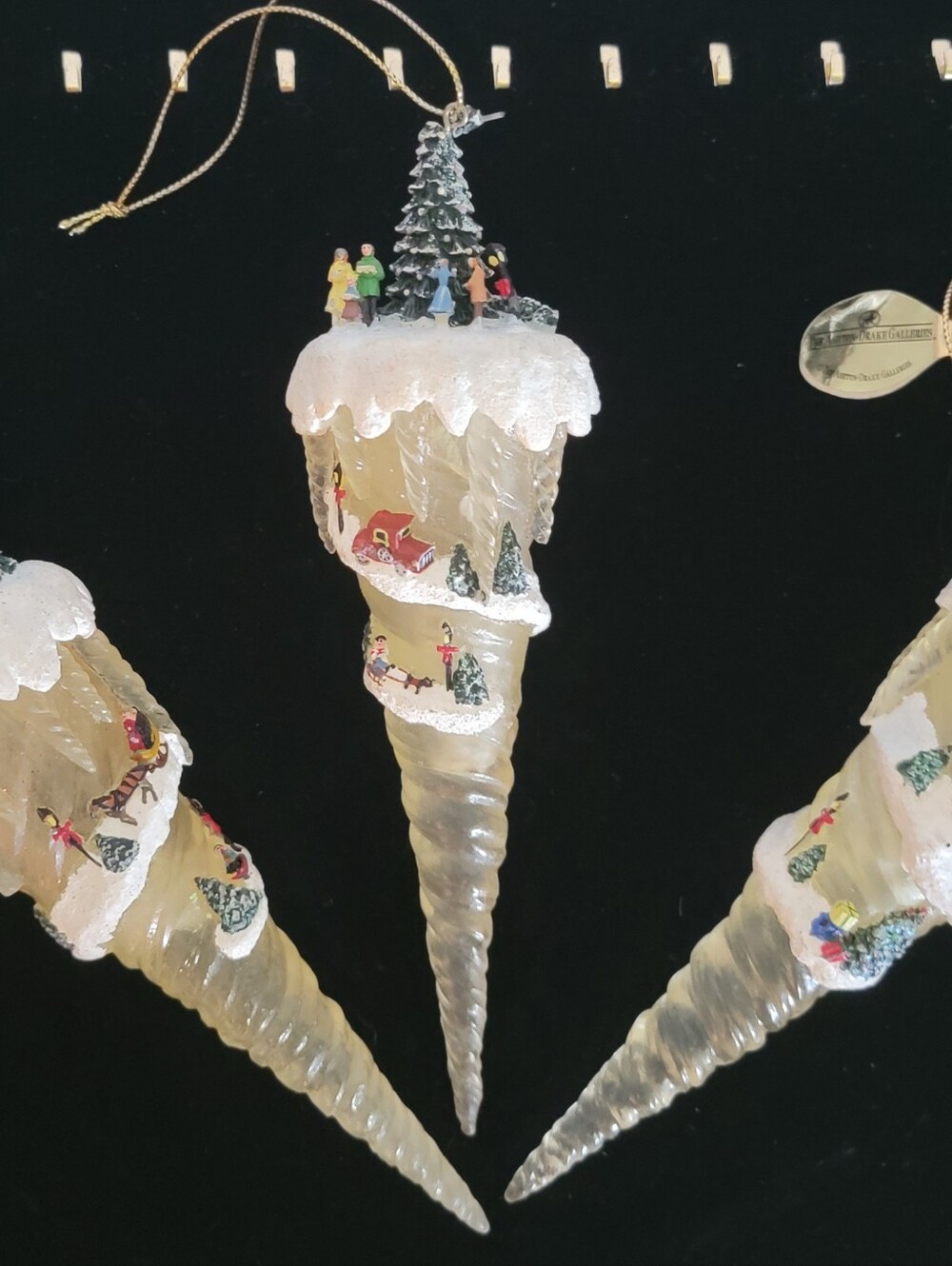 Vintage Ashton-Drake/Thomas Kincade Light -up Icicle Christmas Ornaments. 6"